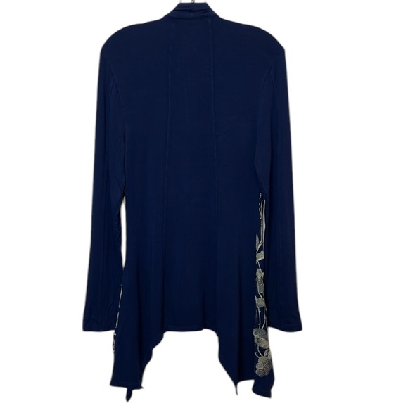 XCVI Navy Embroidred Zip Up Boho Jacket. Size S - Picture 6 of 8